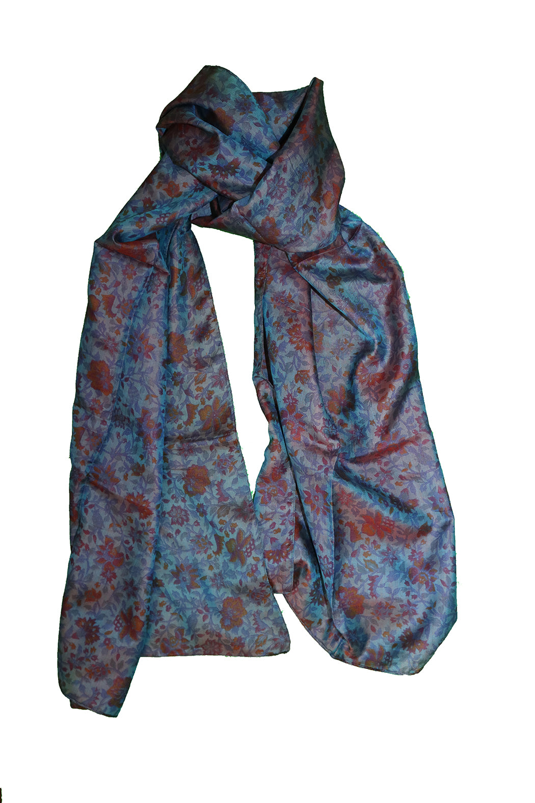 Kantha vintage tørklæde 40x190 cm, silke, enkelt lag