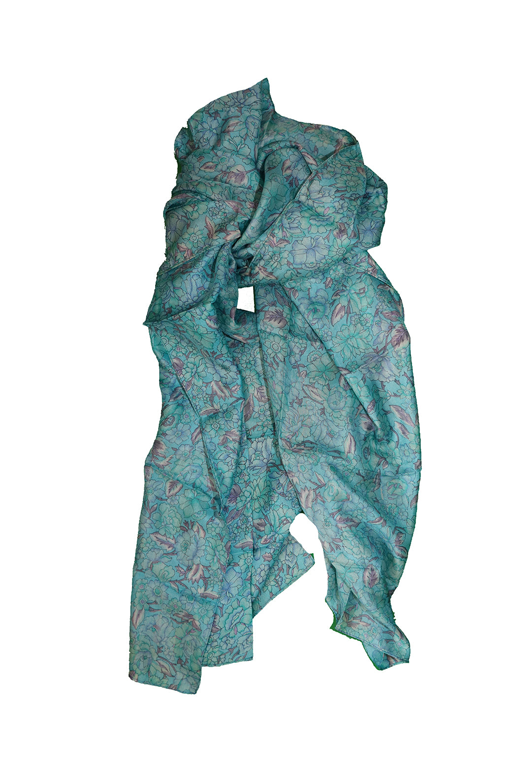 Kantha vintage tørklæde 40x190 cm, silke, enkelt lag