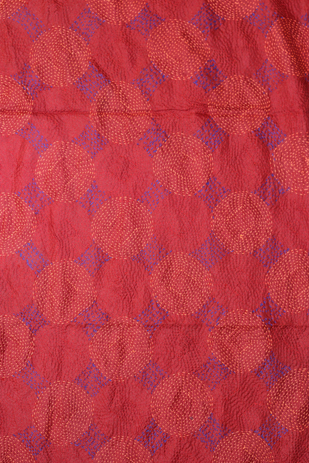 Kantha vintage scarf 40x190 cm, silk, round kantha