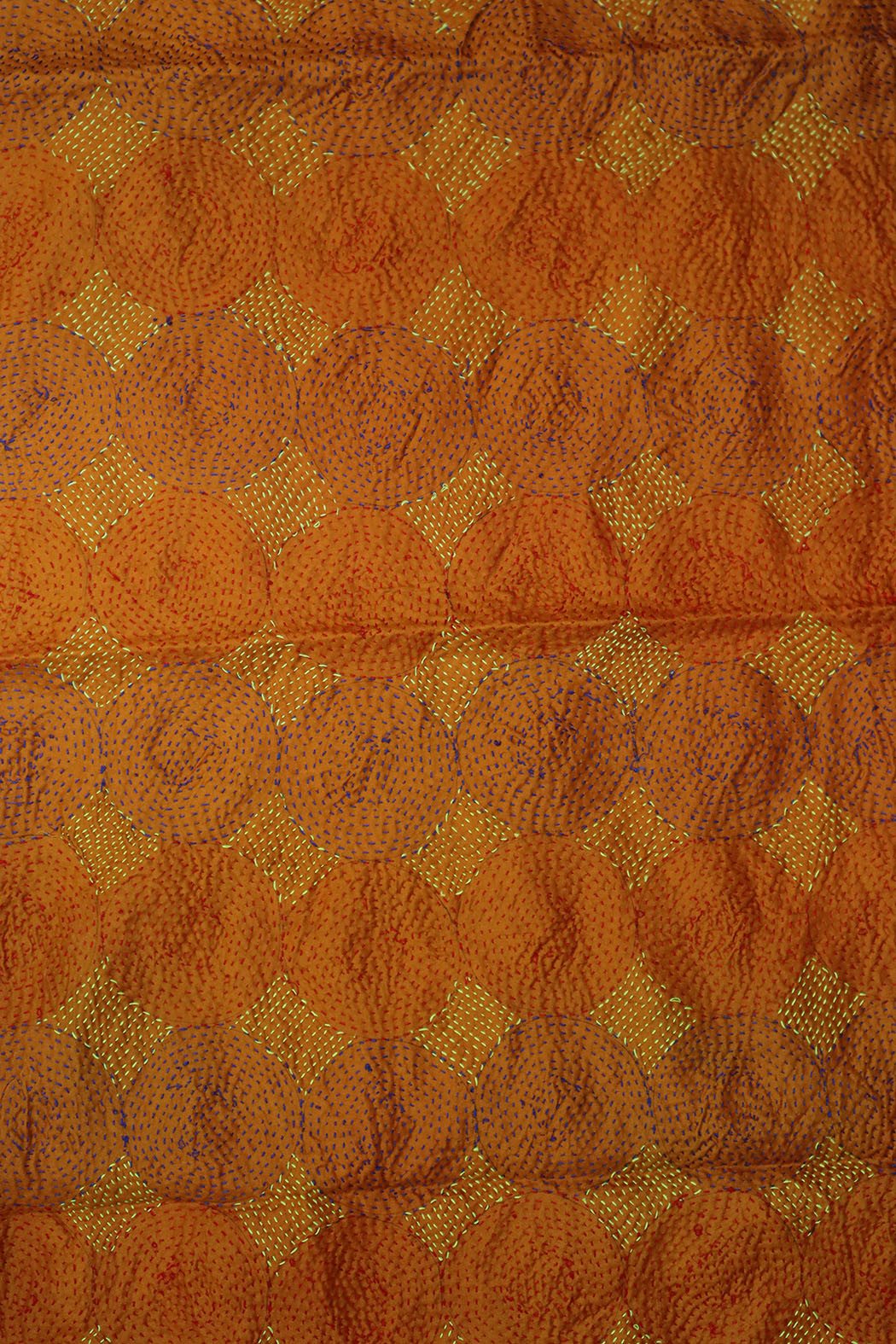 Kantha vintage scarf 40x190 cm, silk, round kantha