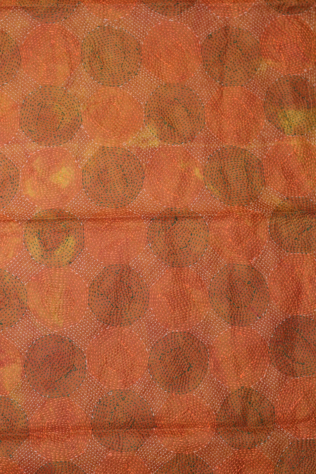 Kantha vintage scarf 40x190 cm, silk, round kantha