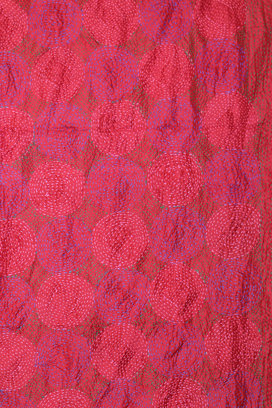 Kantha vintage scarf 40x190 cm, silk, round kantha