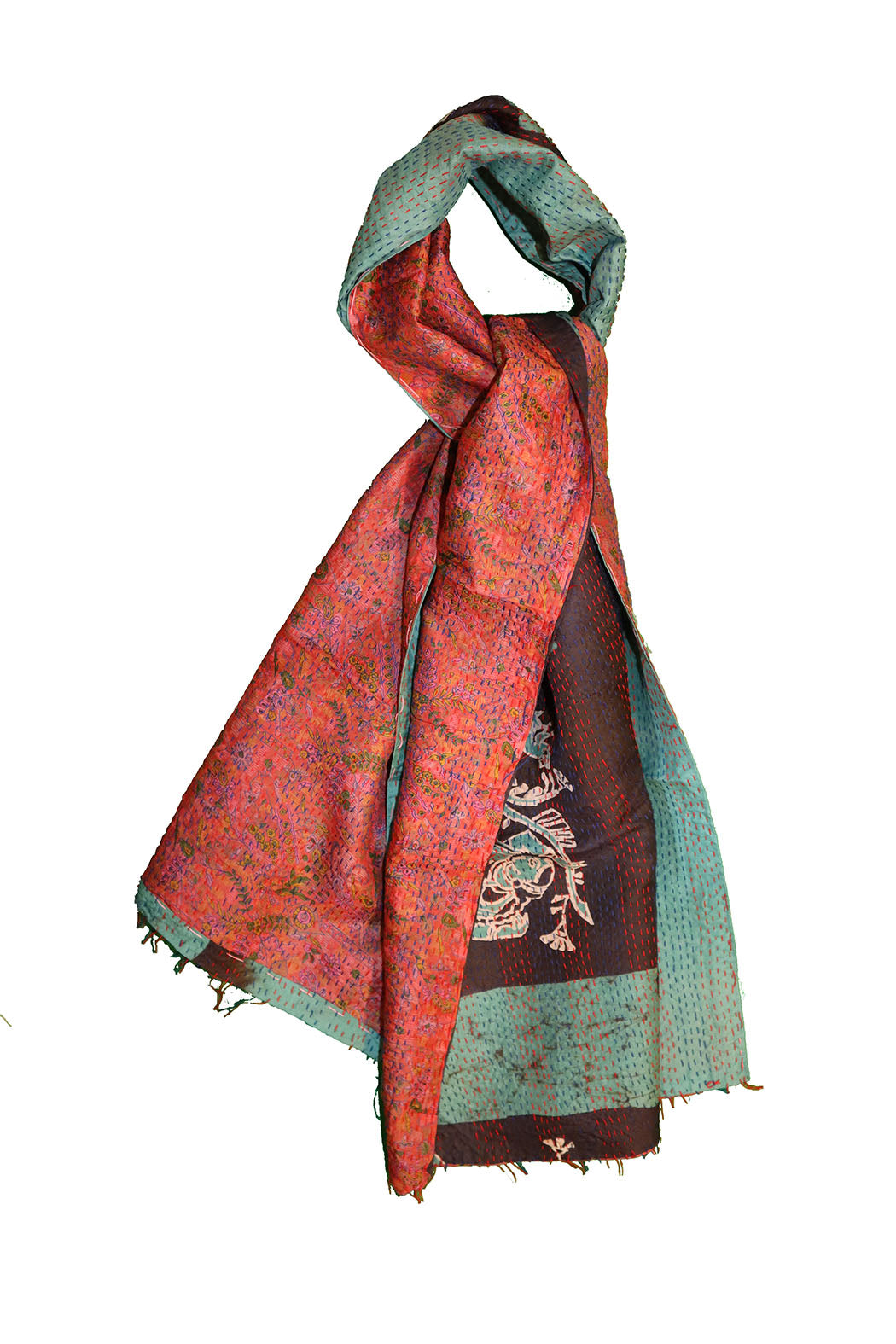 Sari kantha silke tørklæde 40*190 cm