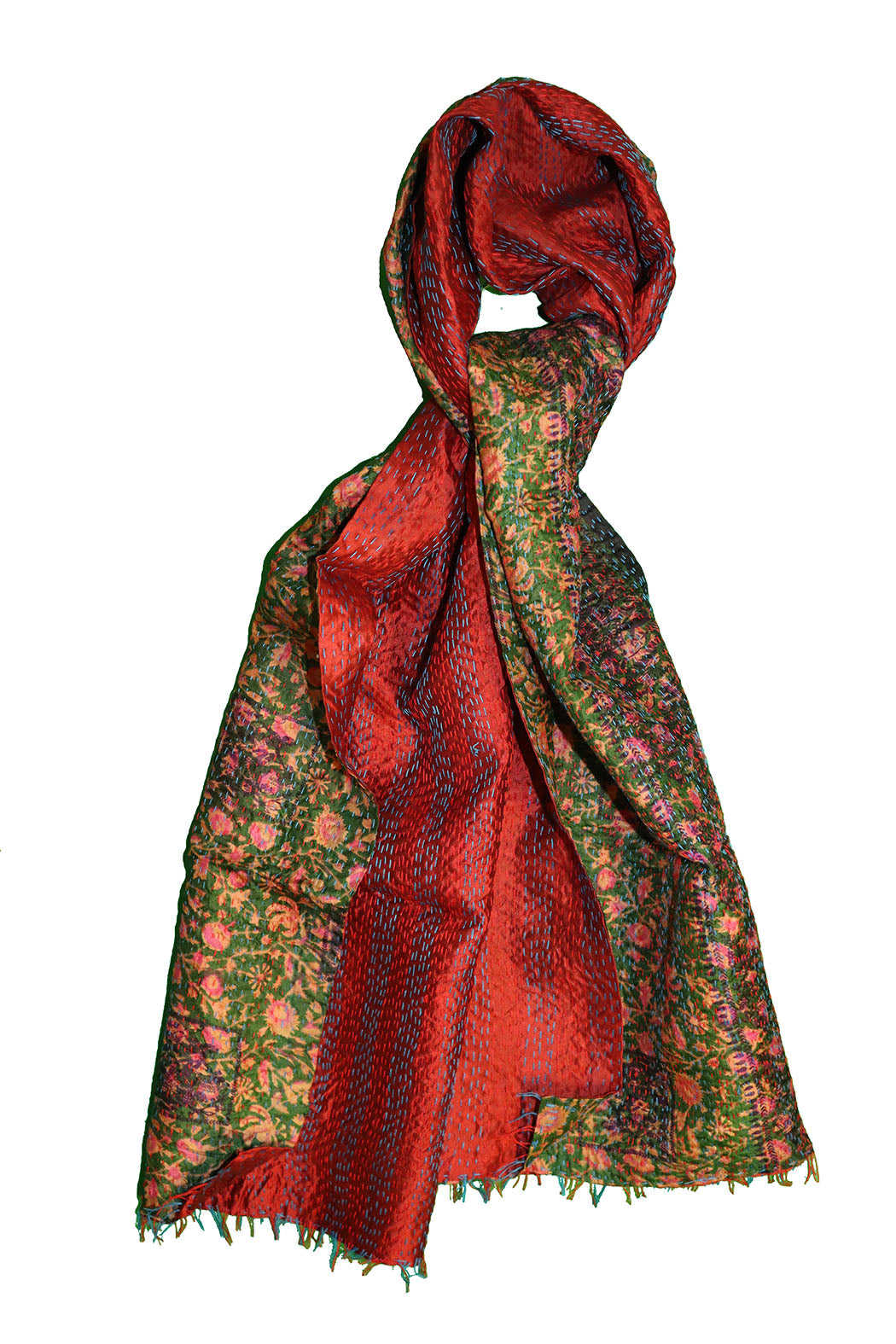 Sari kantha silke tørklæde 40*190 cm