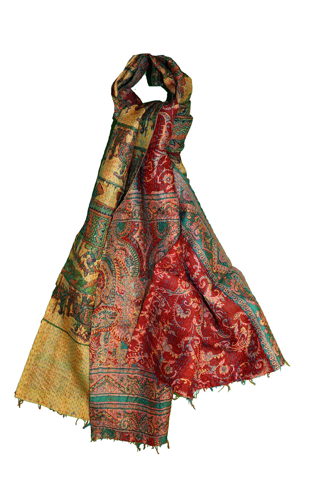 Sari kantha silke tørklæde 40*190 cm