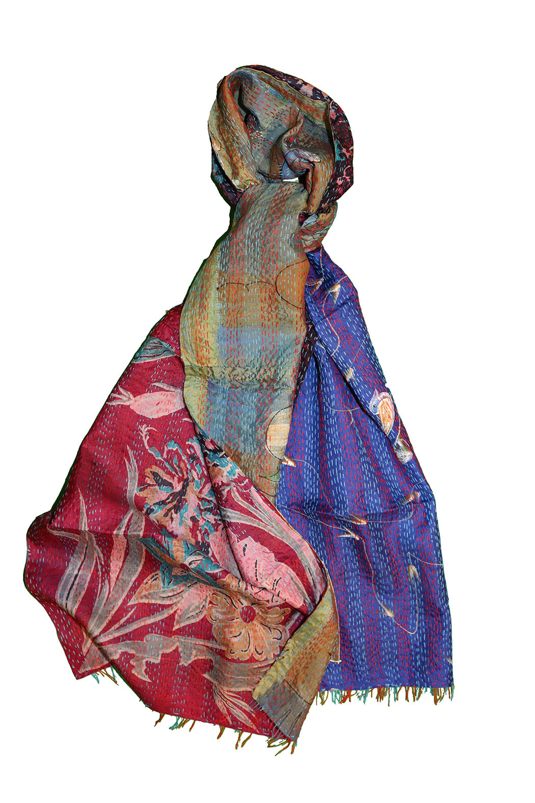 Sari kantha silke tørklæde 40*190 cm