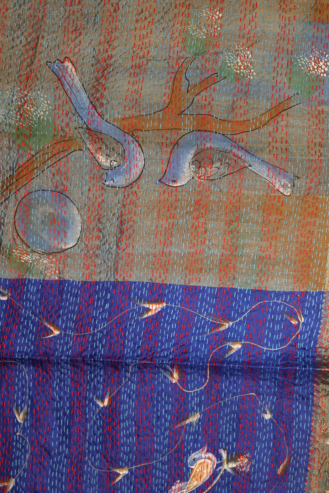 Sari kantha silke tørklæde 40*190 cm