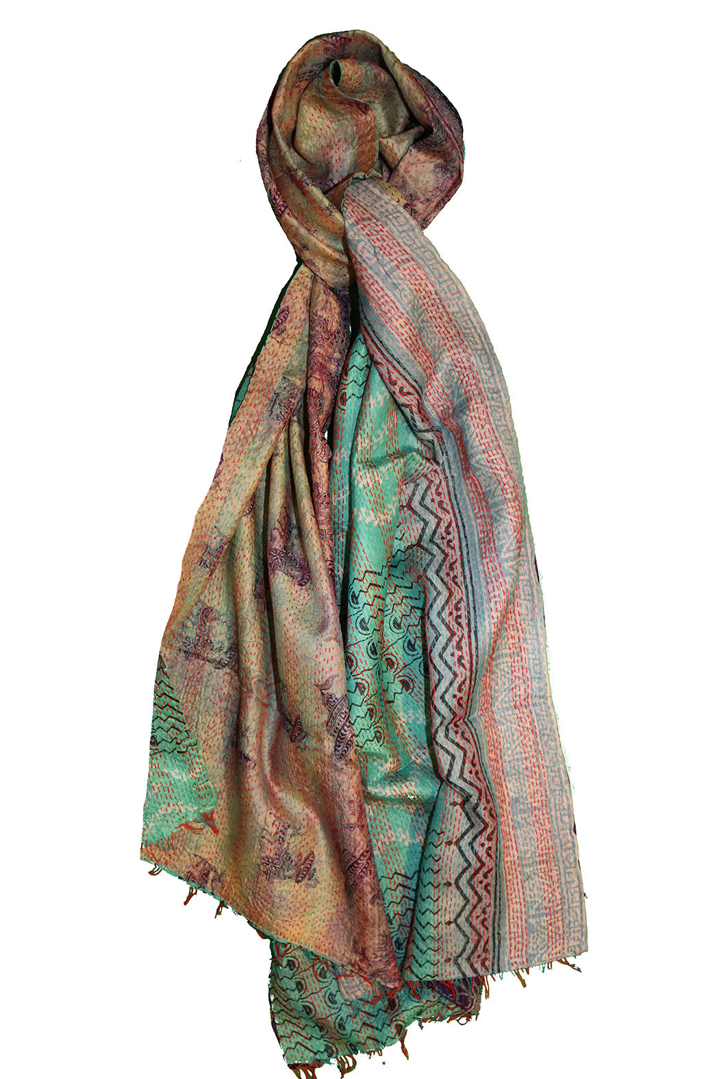 Sari kantha silke tørklæde 40*190 cm