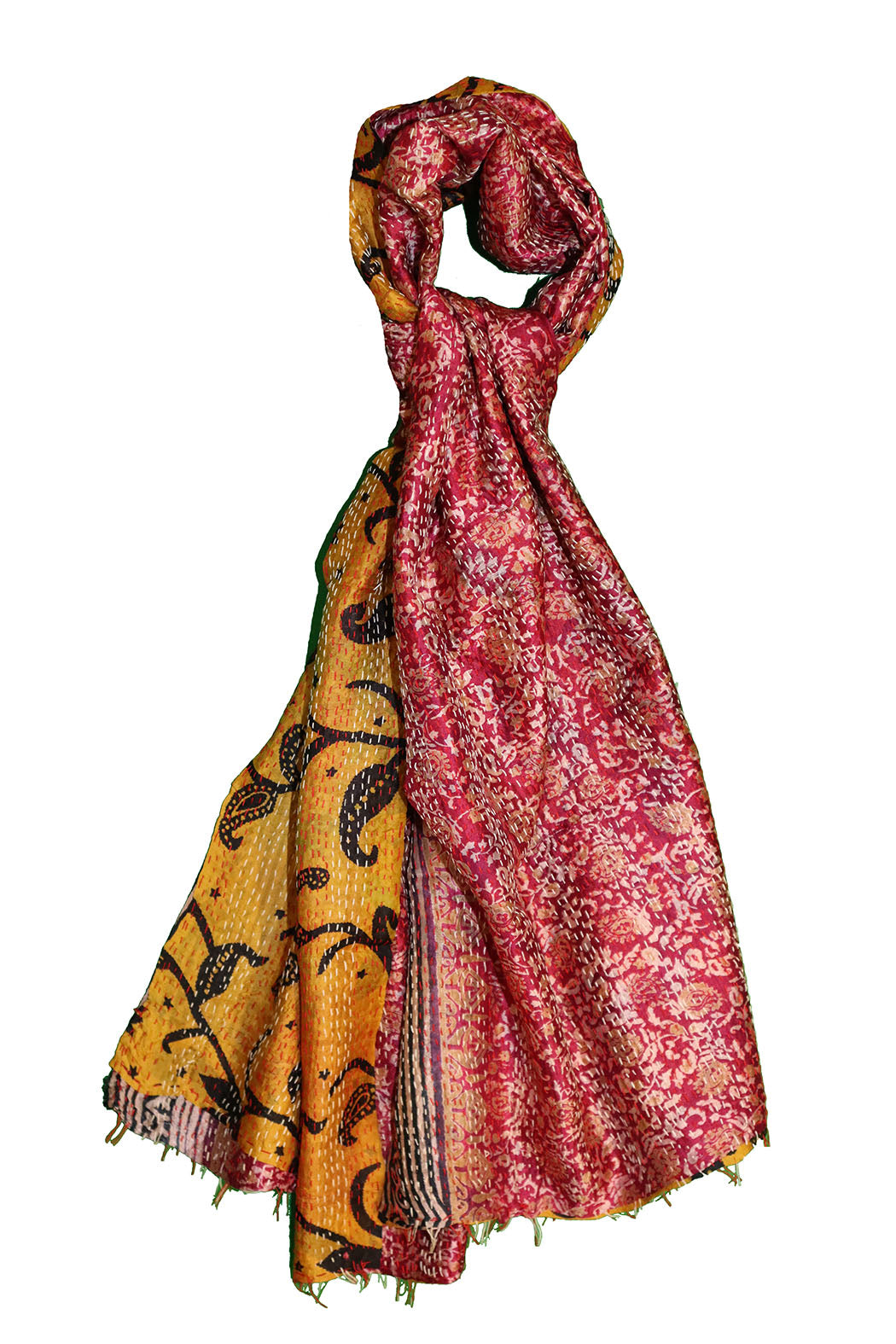 Sari kantha silke tørklæde 40*190 cm
