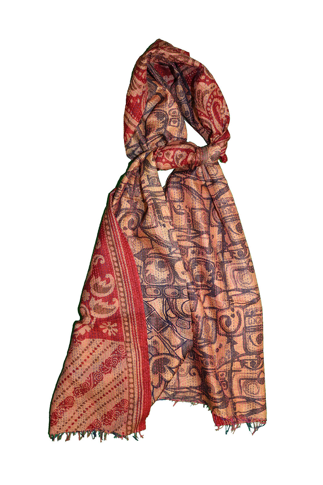 Sari kantha silke tørklæde 40*190 cm