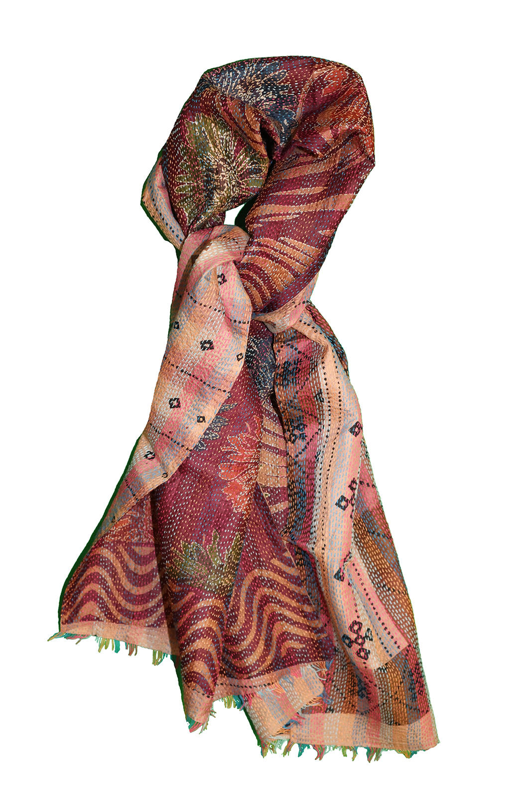 Sari kantha silke tørklæde 40*190 cm
