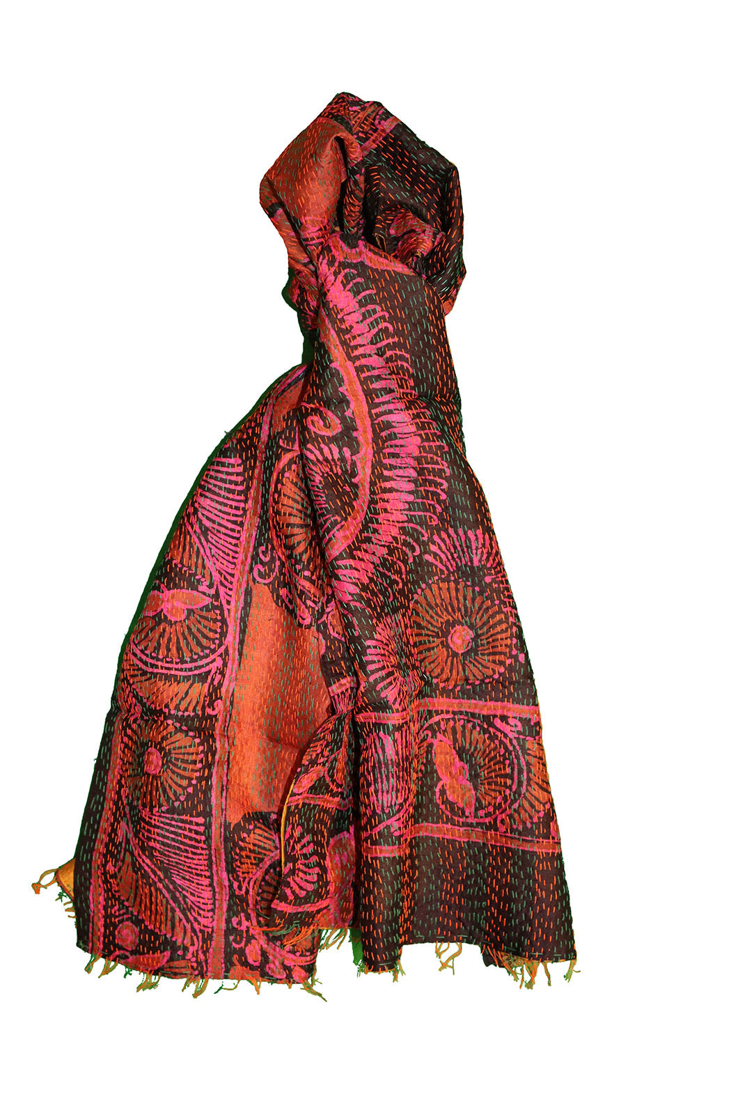 Sari kantha silke tørklæde 40*190 cm