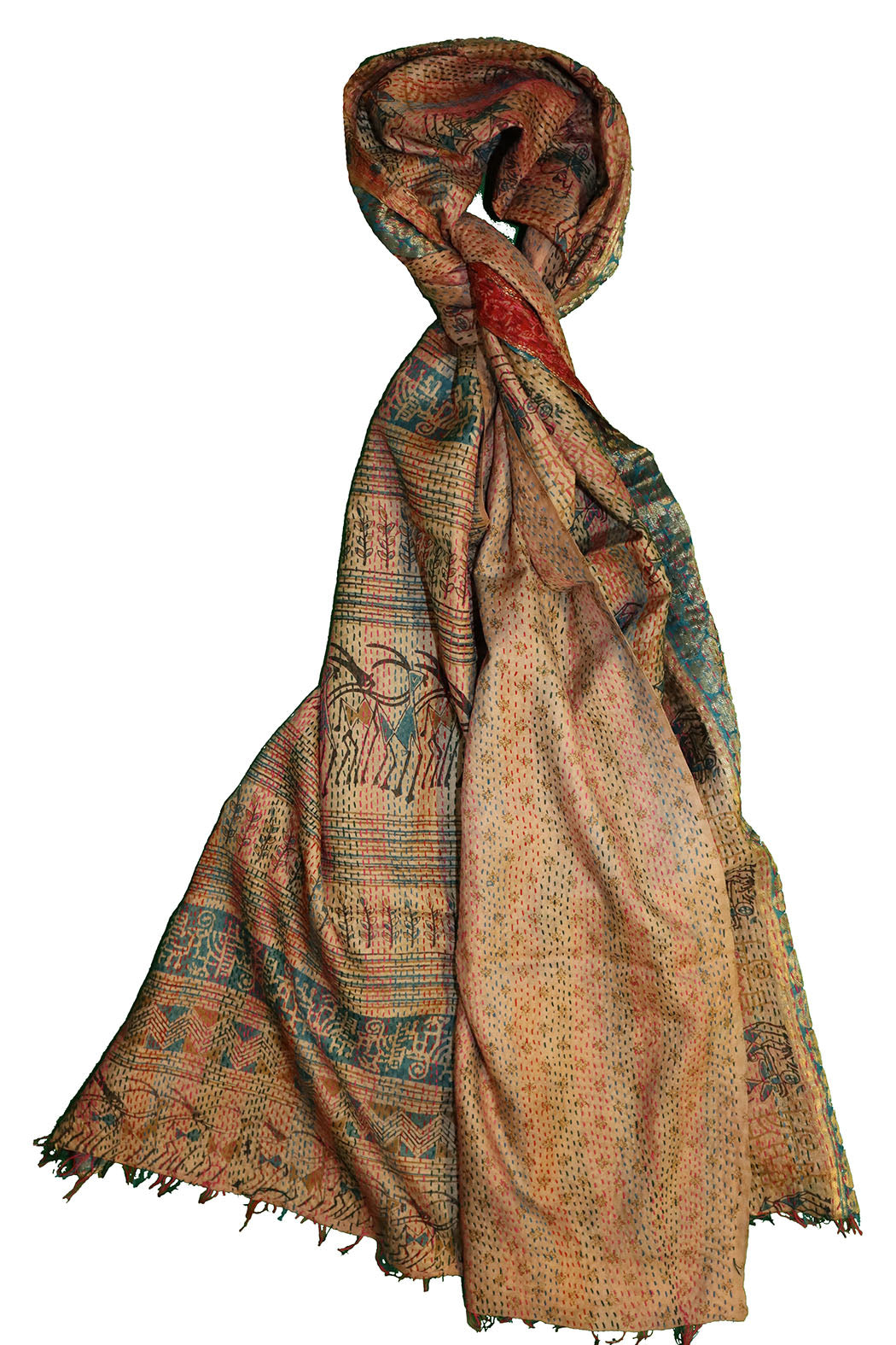 Sari kantha silke tørklæde 40*190 cm