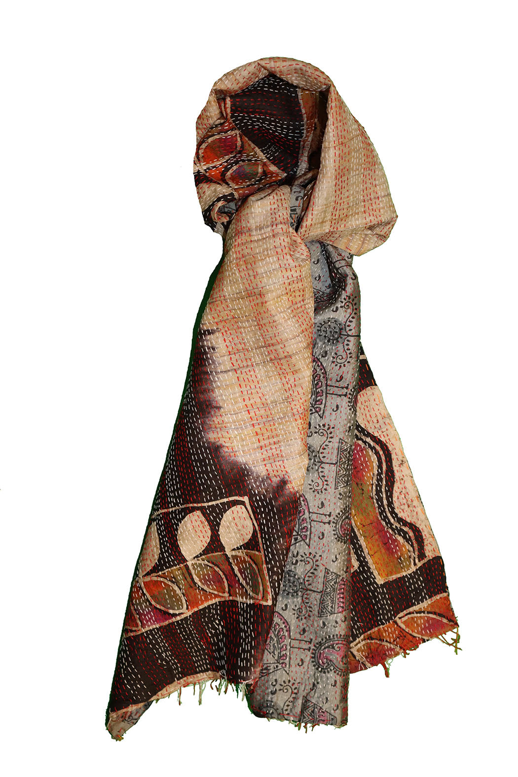 Sari kantha silke tørklæde 40*190 cm