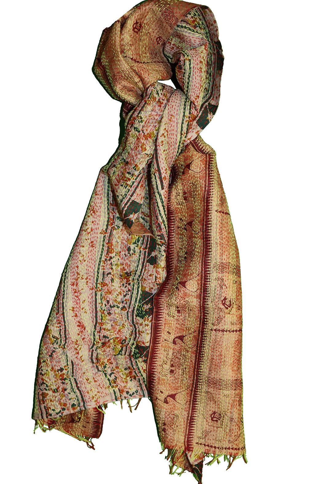 Sari kantha silke tørklæde 40*190 cm