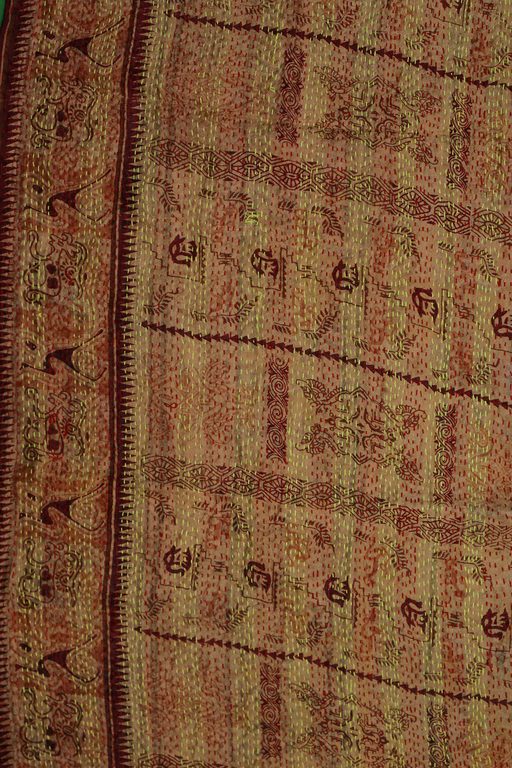 Sari kantha silke tørklæde 40*190 cm