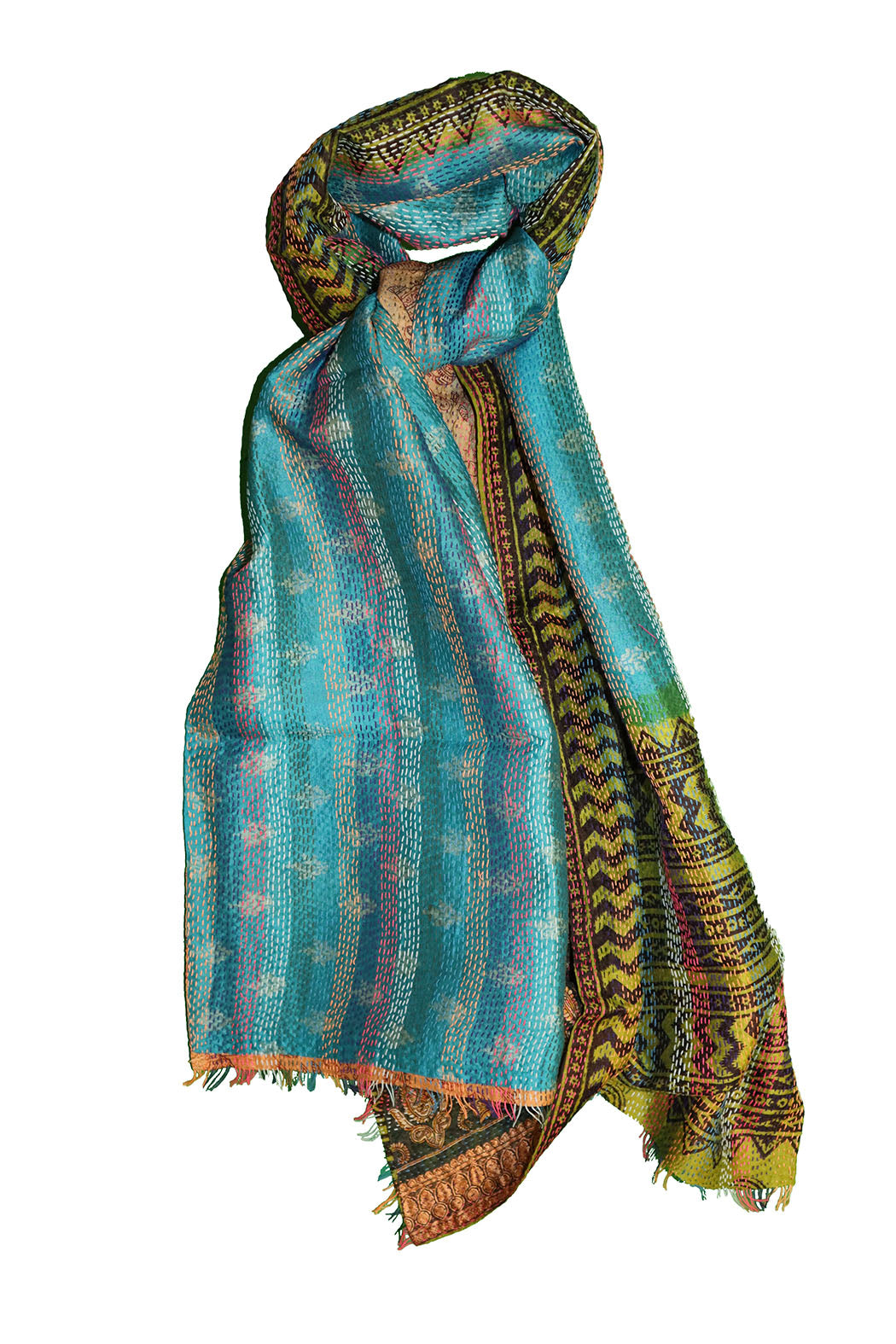Sari kantha silke tørklæde 40*190 cm