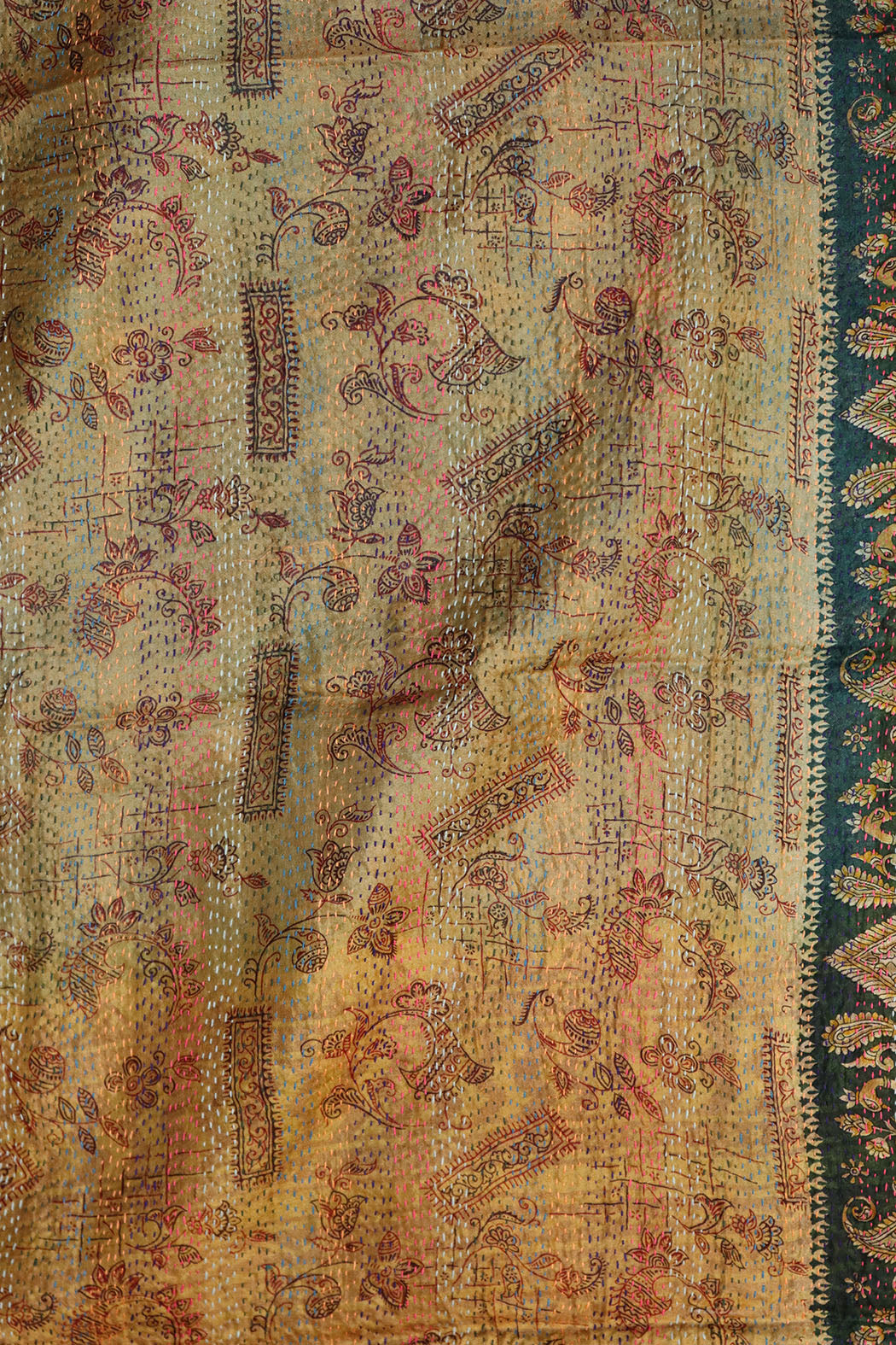 Sari kantha silke tørklæde 40*190 cm