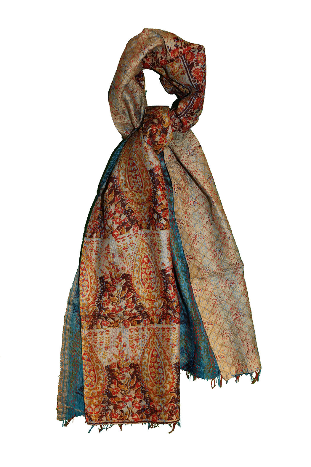Sari kantha silke tørklæde 40*190 cm