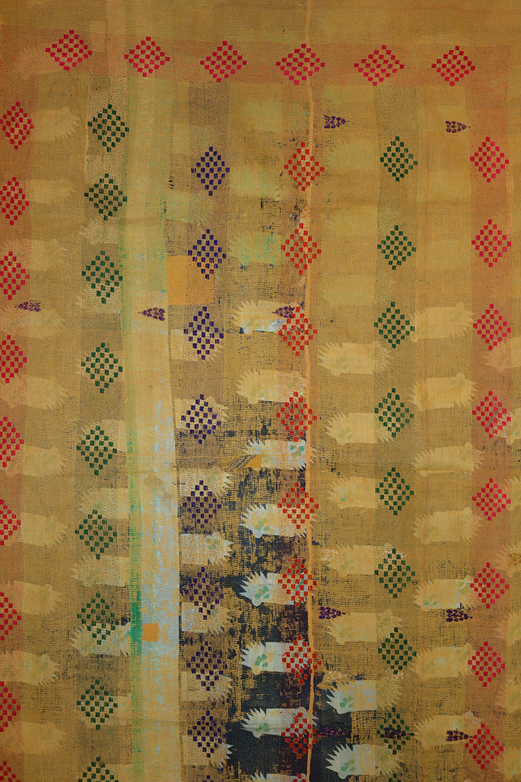 Recycled kantha vintage tæppe ca 140x210 cm, bomuld
