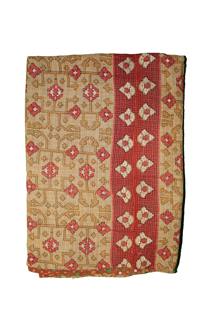 Kantha vintage tæppe ca 140x210 cm, bomuld