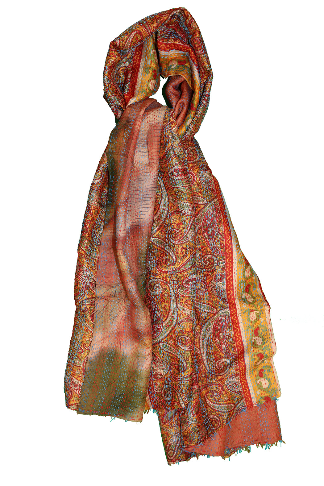 Sari kantha silke tørklæde 85*190 cm