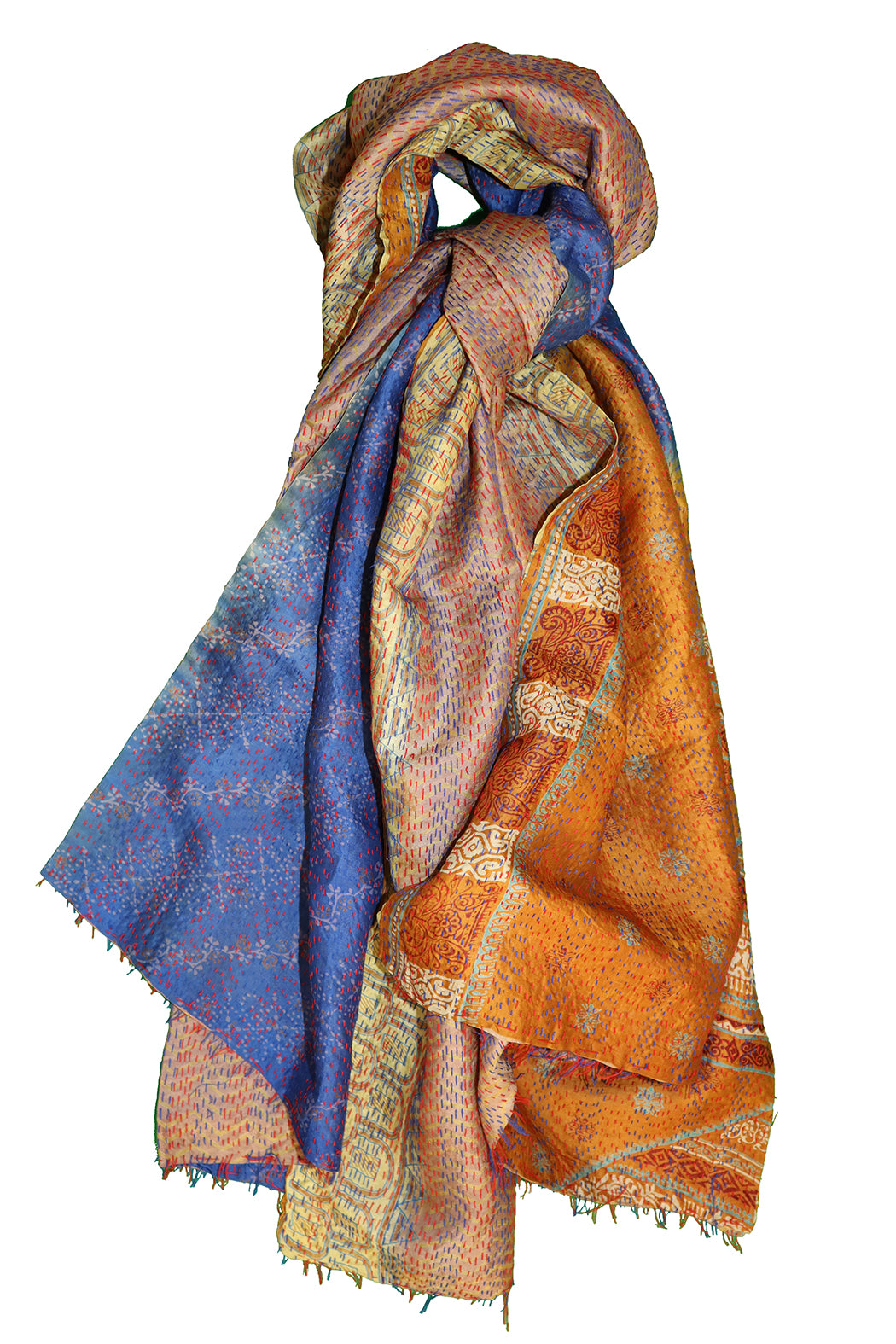 Sari kantha silke tørklæde 85*190 cm