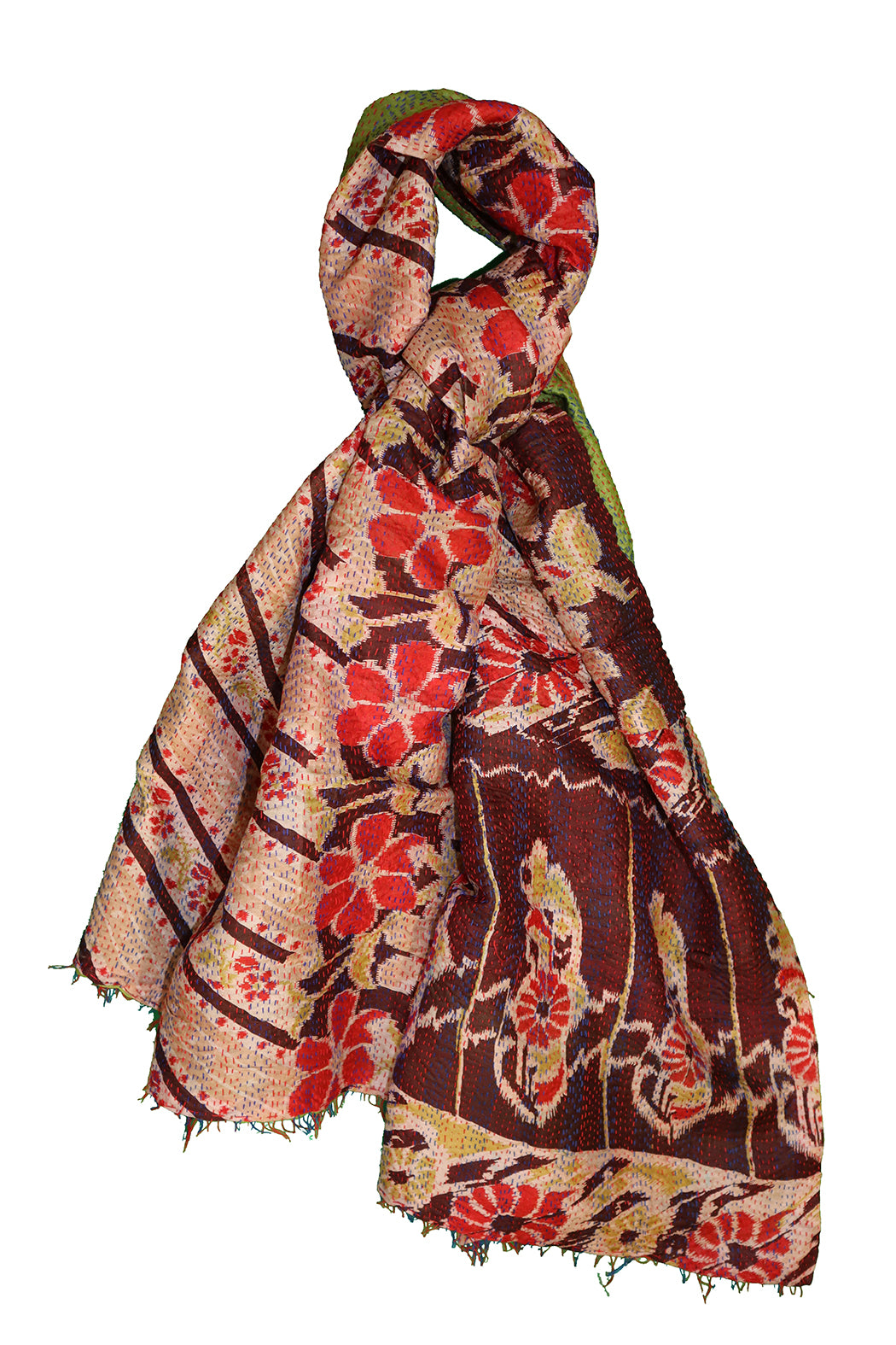 Sari kantha silke tørklæde 85*190 cm