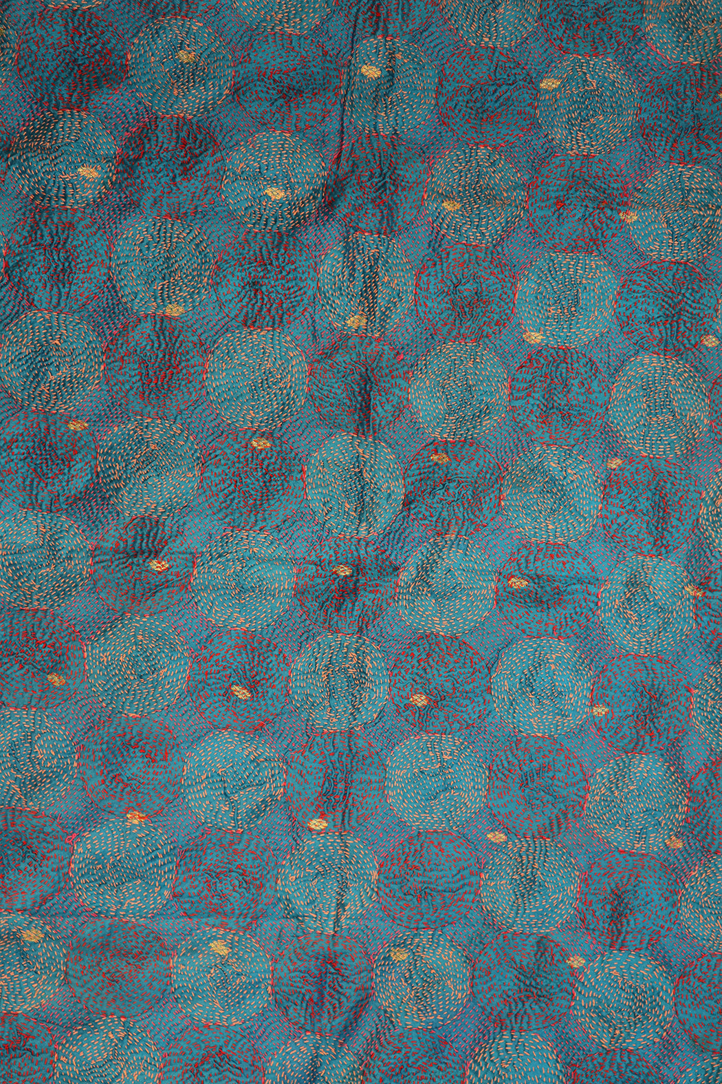 Kantha vintage tørklæde 85x190 cm, silke, rund kantha