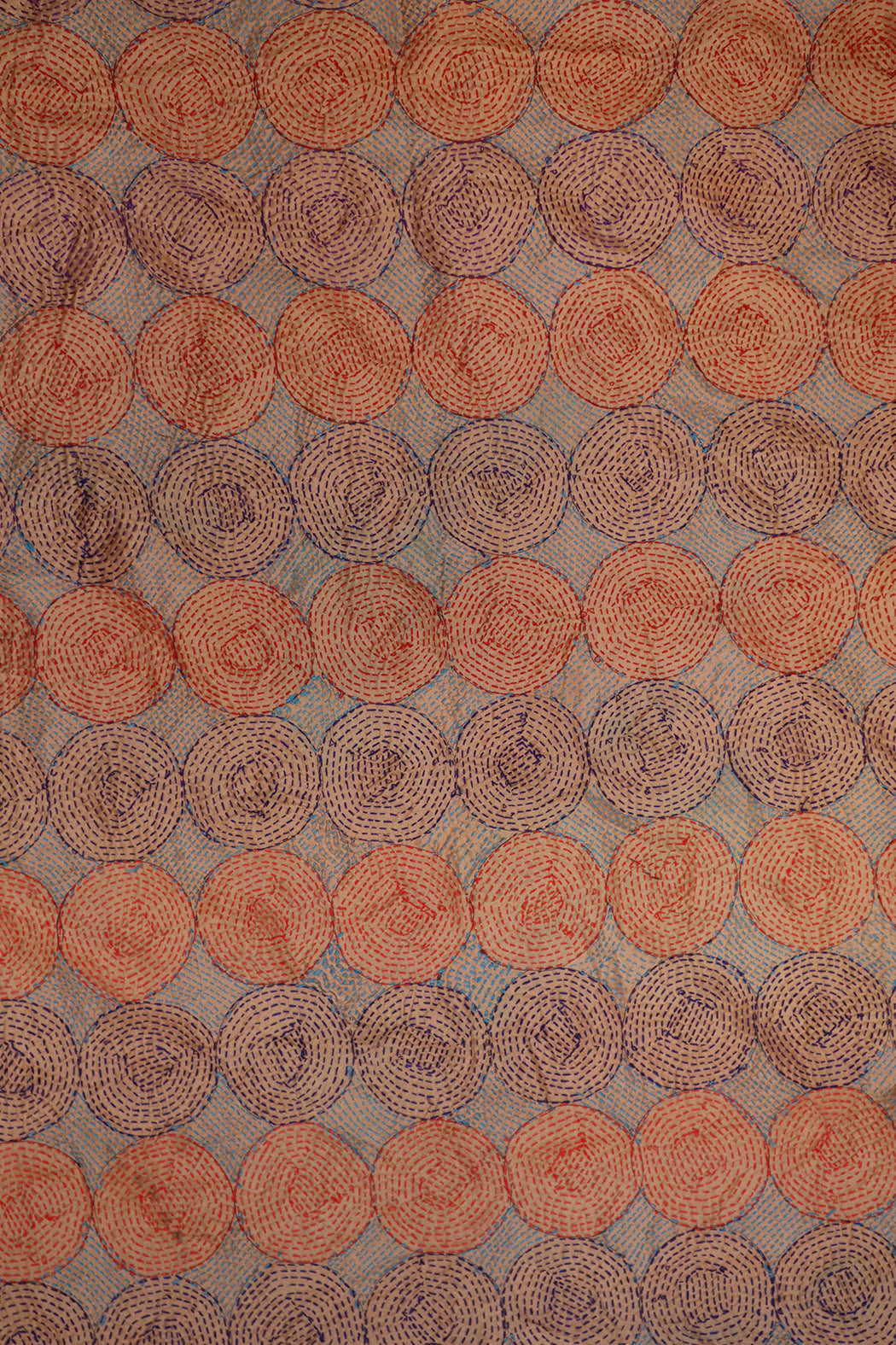 Kantha vintage tørklæde 85x190 cm, silke, rund kantha