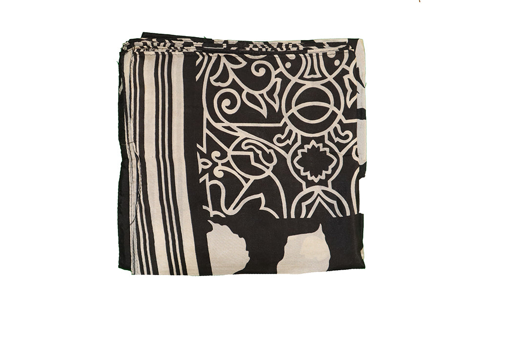 Kantha vintage scarf 90x90 cm, silk, single layer