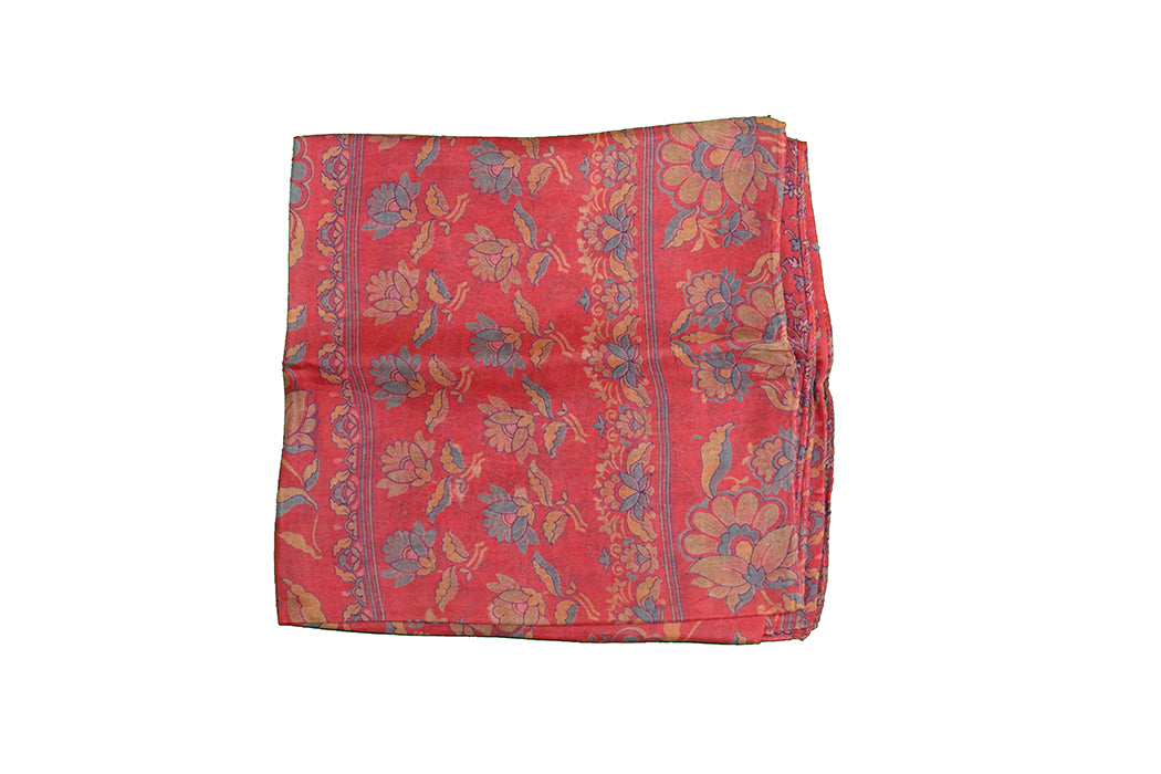 Kantha vintage scarf 90x90 cm, silk, single layer