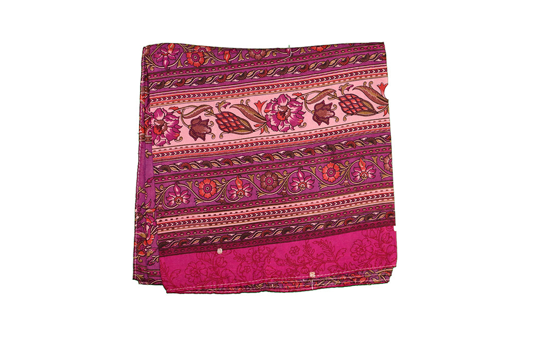 Kantha vintage scarf 90x90 cm, silk, single layer