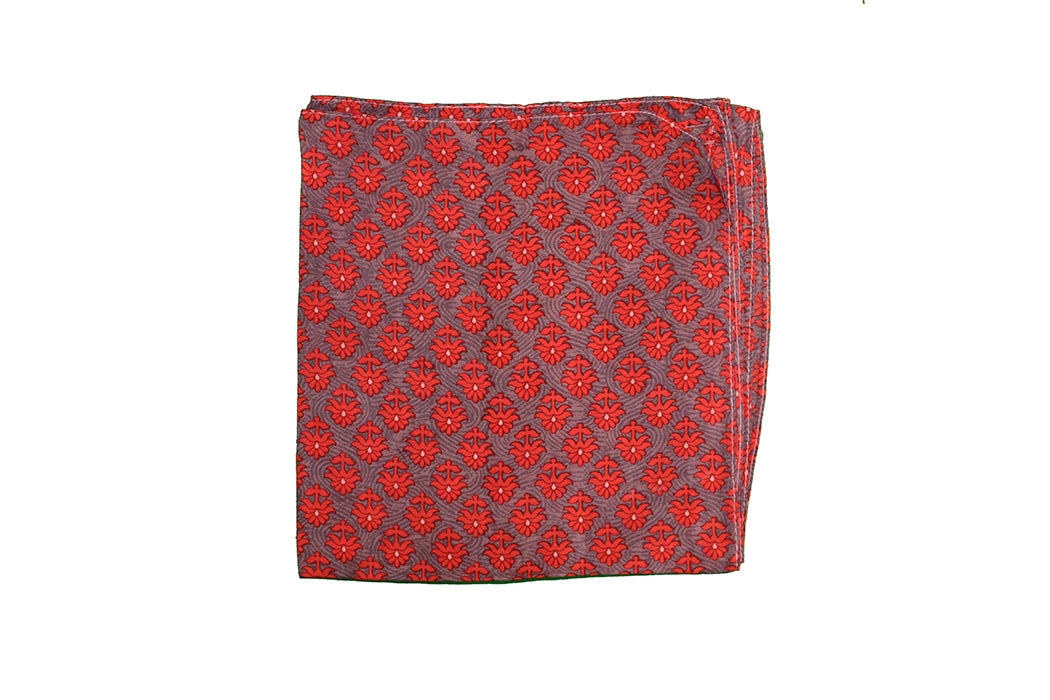 Kantha vintage scarf 90x90 cm, silk, single layer