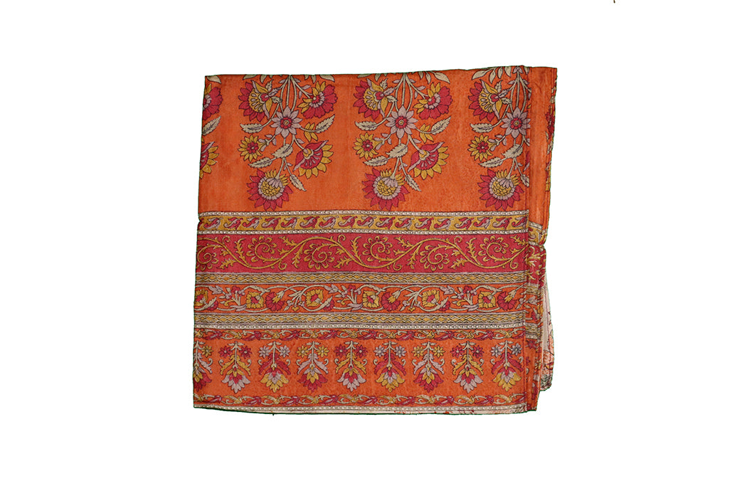 Kantha vintage scarf 90x90 cm, silk, single layer