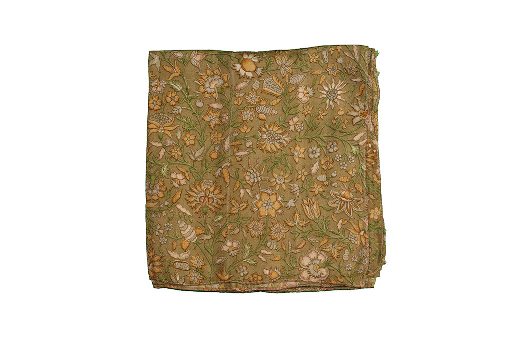 Kantha vintage scarf 90x90 cm, silk, single layer