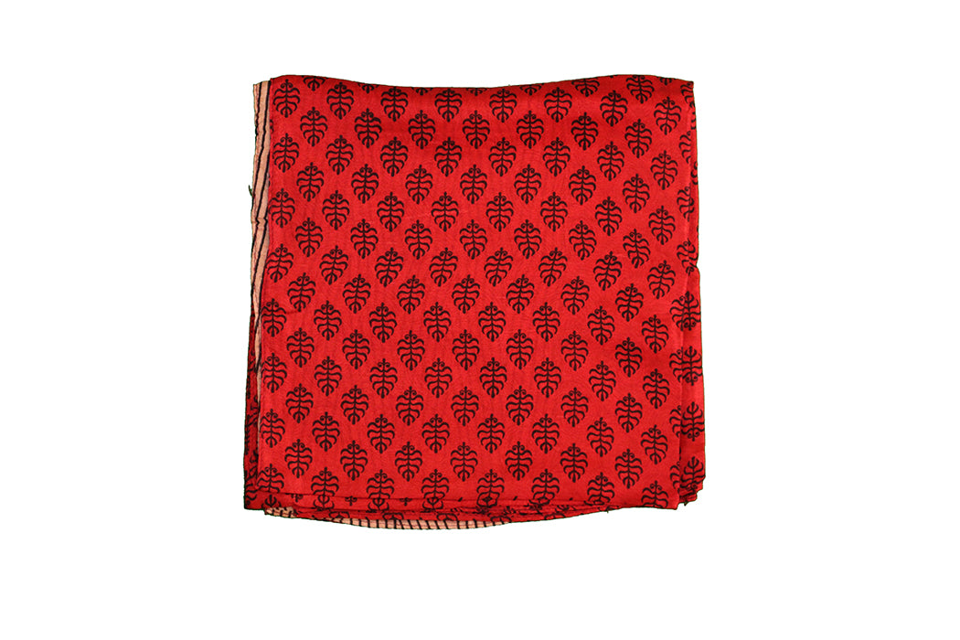 Kantha vintage scarf 90x90 cm, silk, single layer