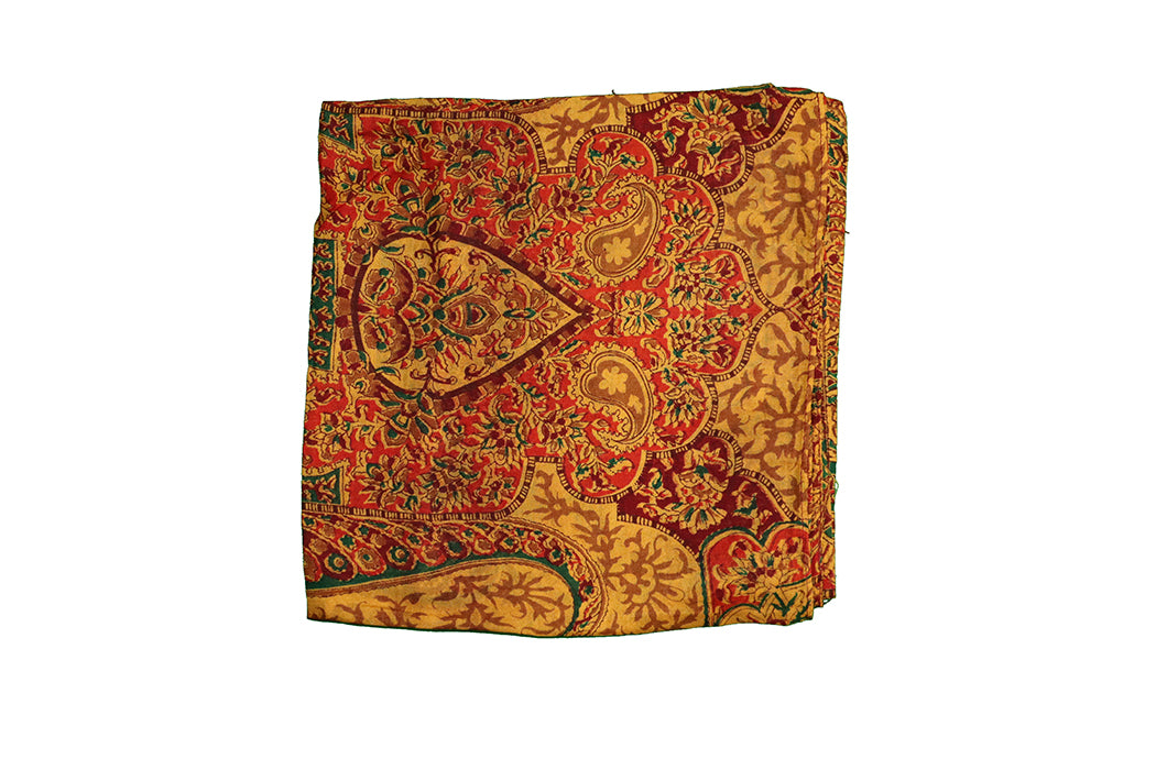 Kantha vintage scarf 90x90 cm, silk, single layer
