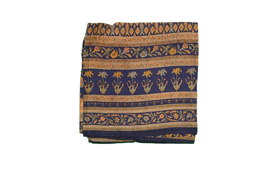 Kantha vintage scarf 90x90 cm, silk, single layer