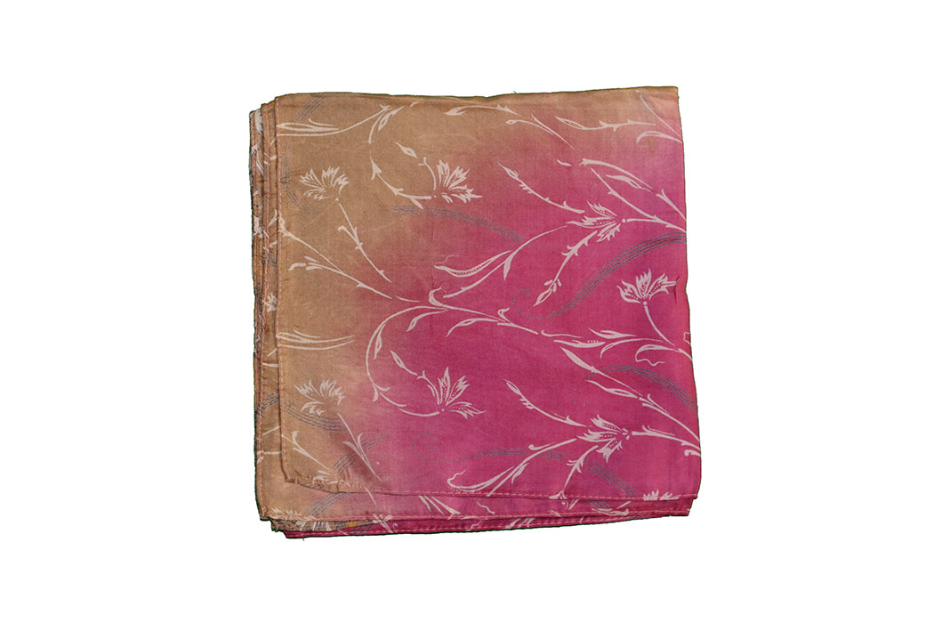 Kantha vintage scarf 90x90 cm, silk, single layer