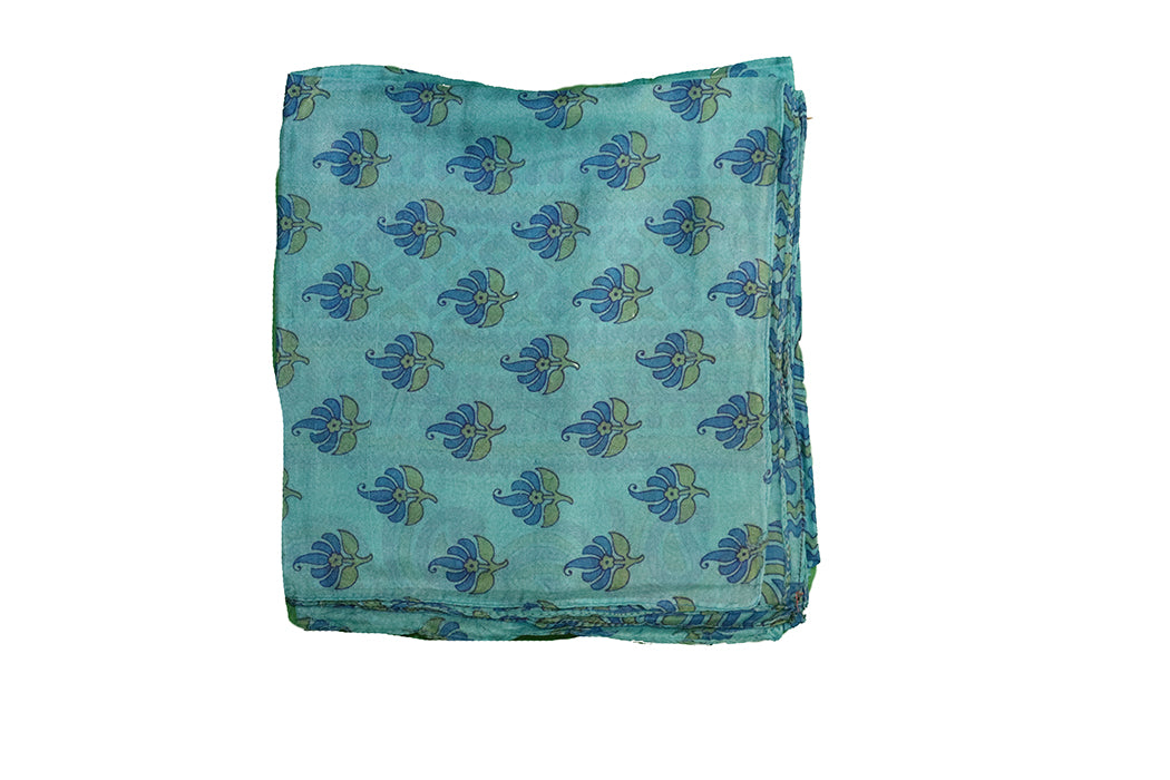 Kantha vintage scarf 90x90 cm, silk, single layer