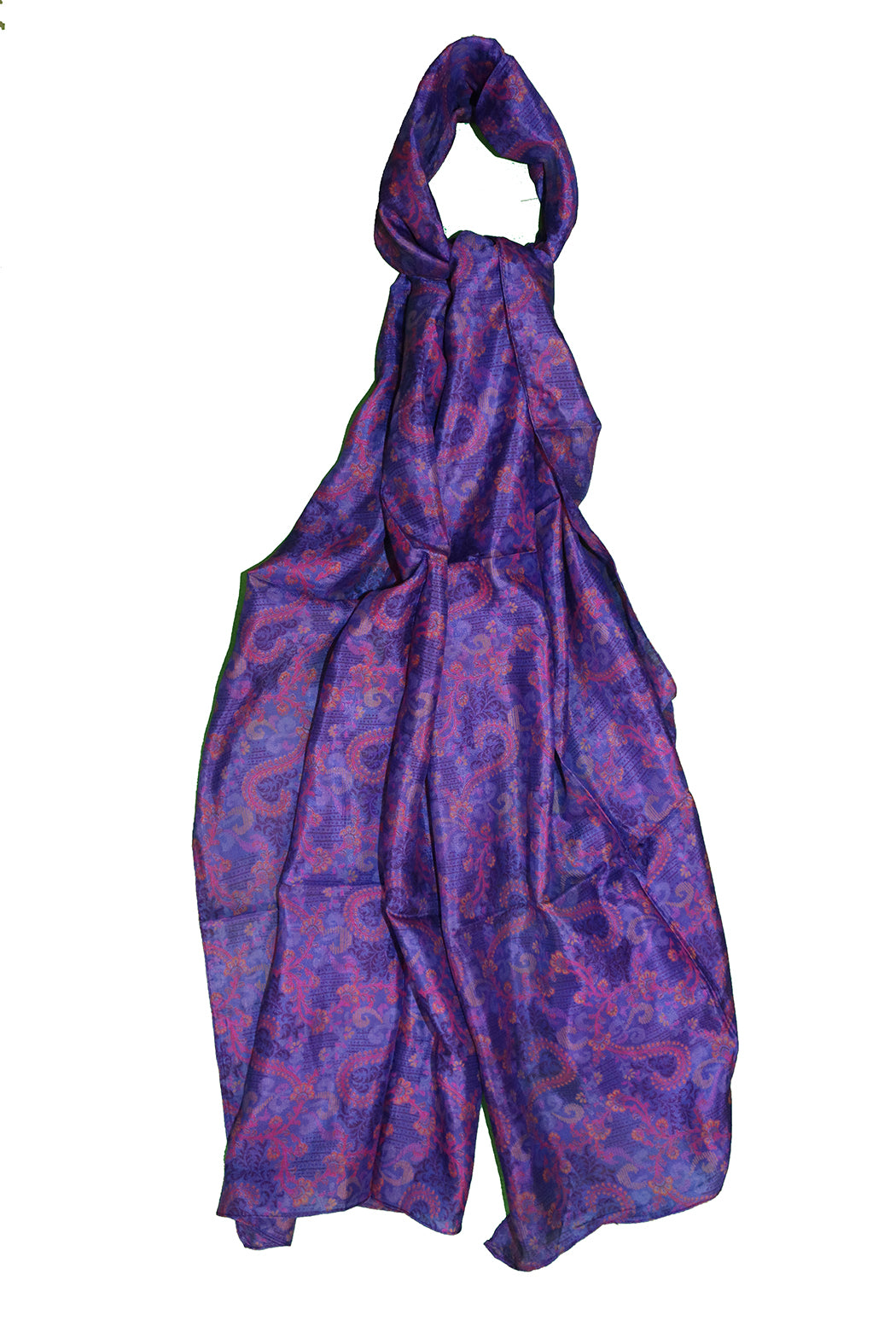 Sari vintage tørklæde 40x190 cm, silke, enkelt lag