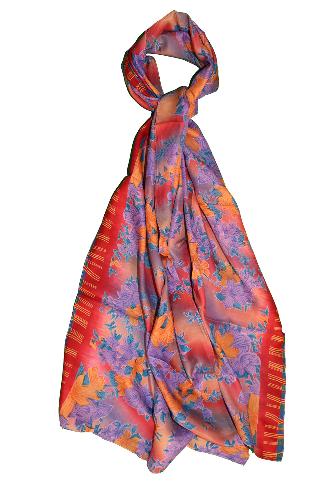 Sari vintage tørklæde 40x190 cm, silke, enkelt lag