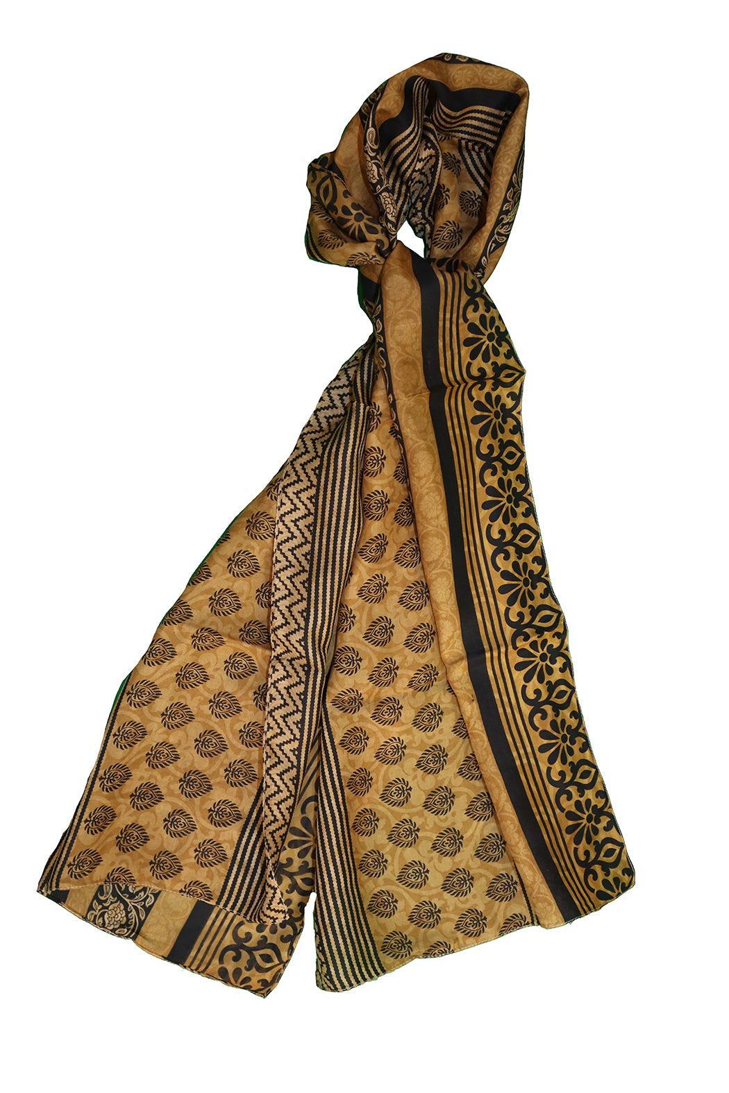 Sari vintage tørklæde 40x190 cm, silke, enkelt lag