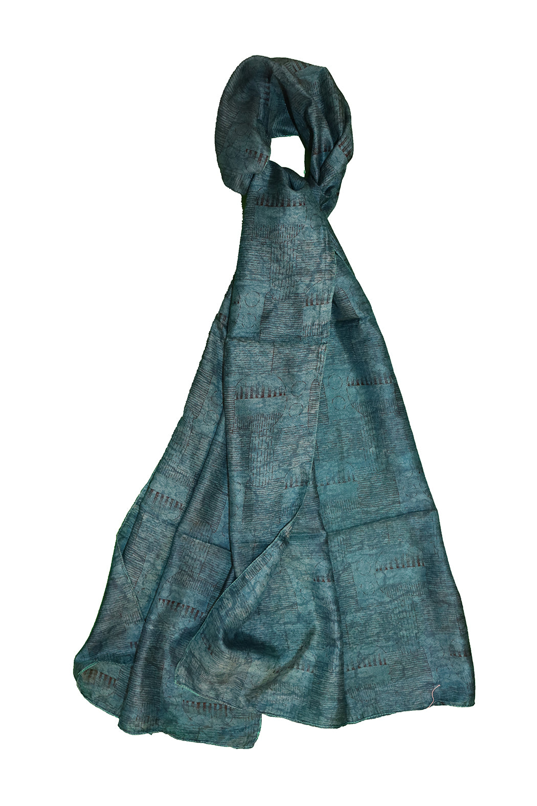 Sari vintage tørklæde 40x190 cm, silke, enkelt lag