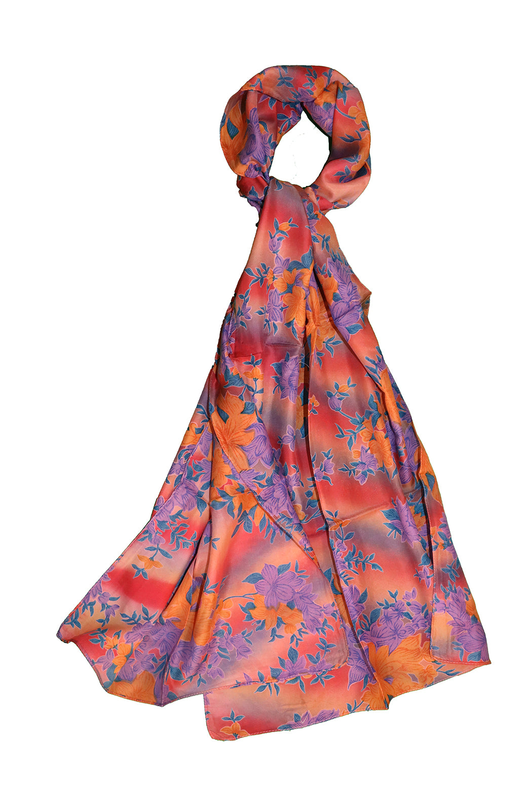 Sari vintage tørklæde 40x190 cm, silke, enkelt lag