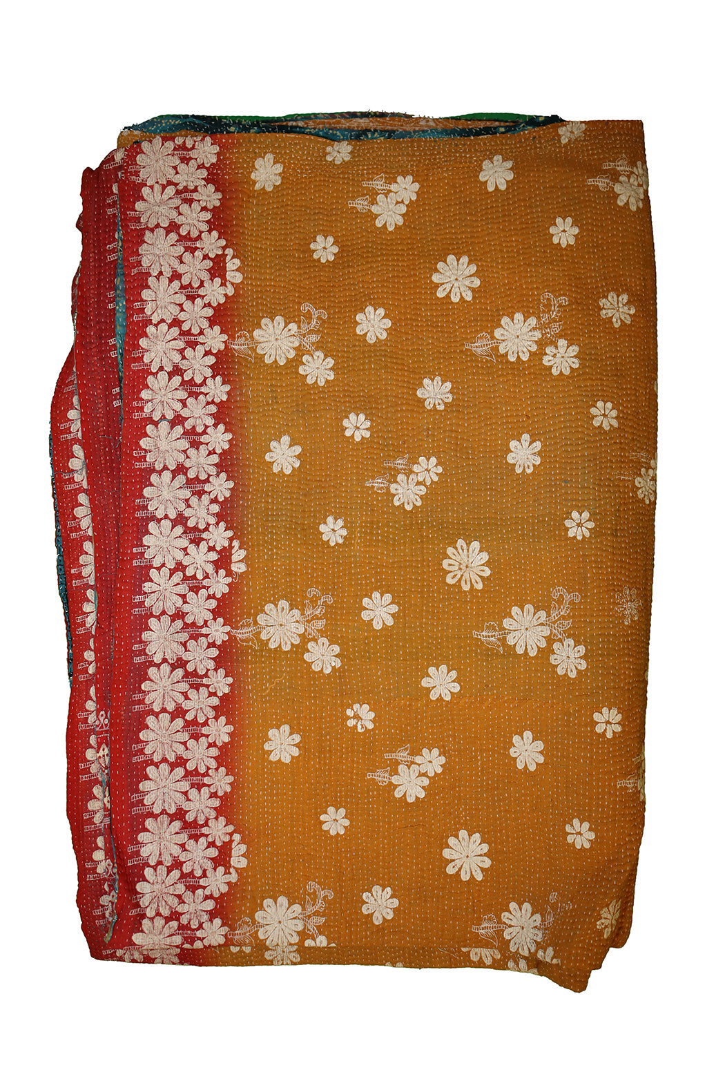 Kantha vintage tæppe ca 140x210 cm, bomuld