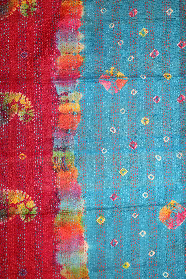 Sari kantha silke tørklæde 40*190 cm