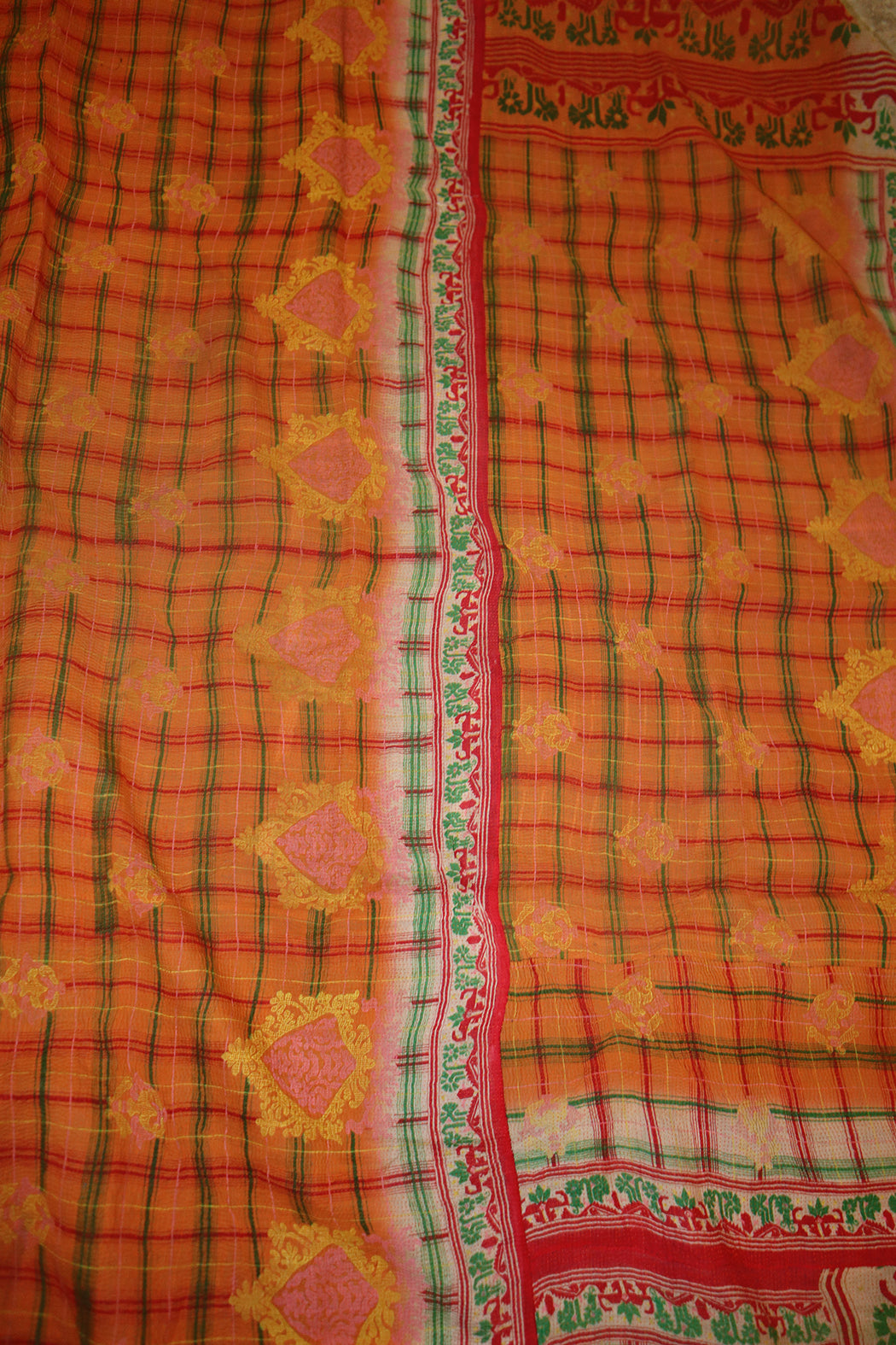 Kantha vintage tæppe ca 140x210 cm, bomuld