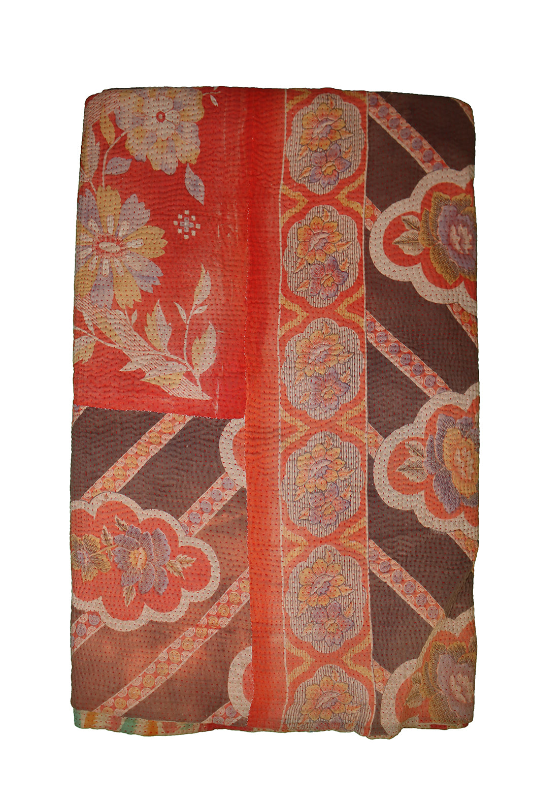 Kantha vintage tæppe ca 140x210 cm, bomuld